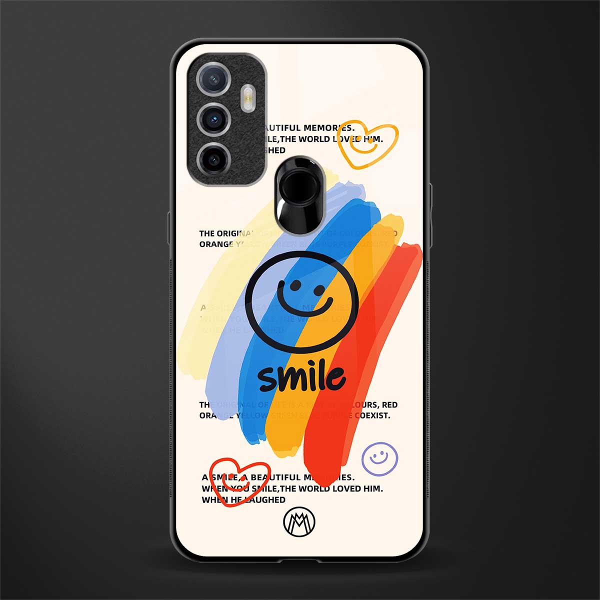 smile colourful glass case for oppo a53 image