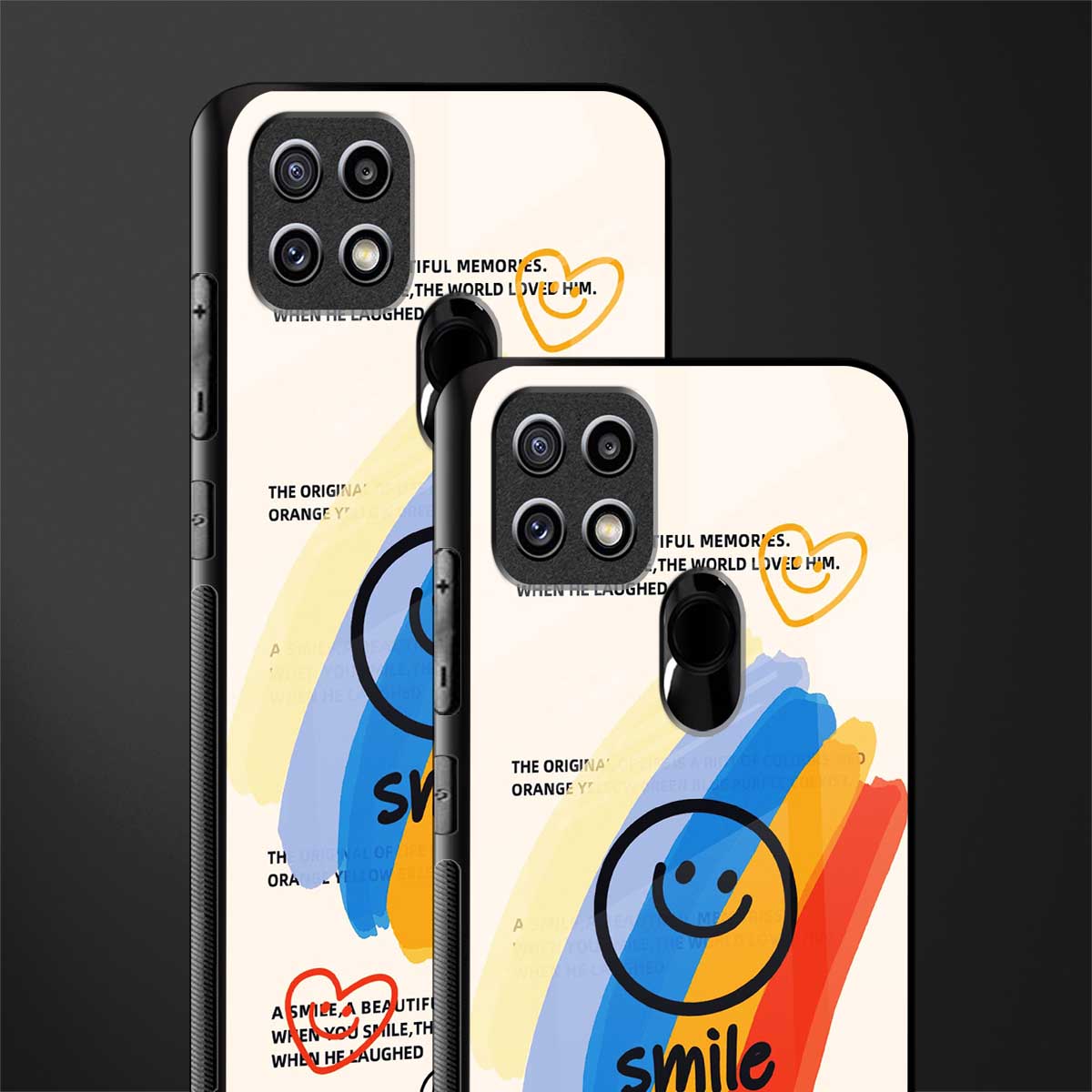 smile colourful glass case for oppo a15s image-2