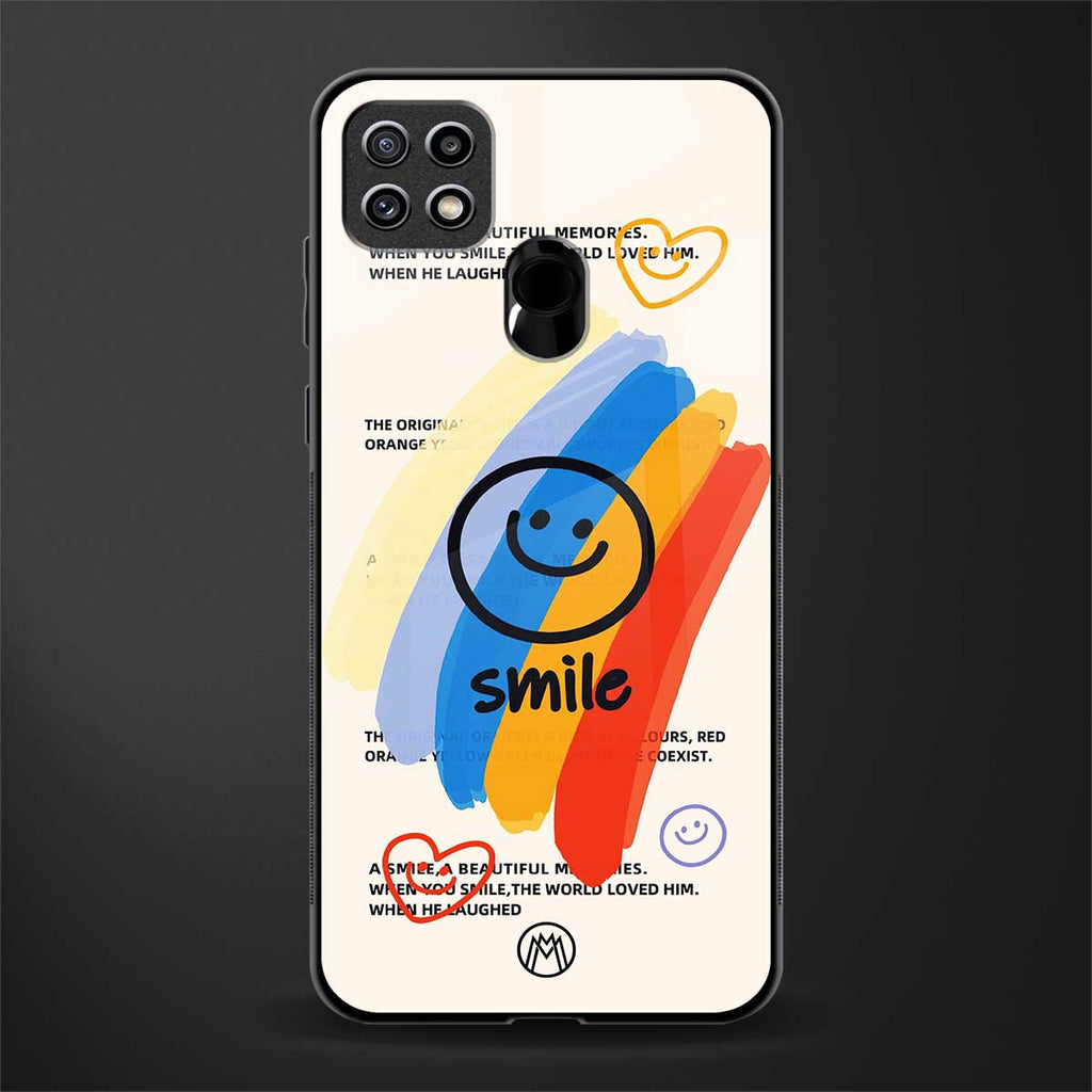 smile colourful glass case for oppo a15 image