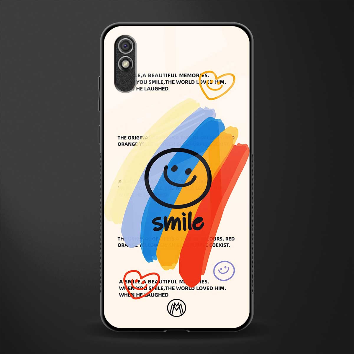 smile colourful glass case for redmi 9a sport image