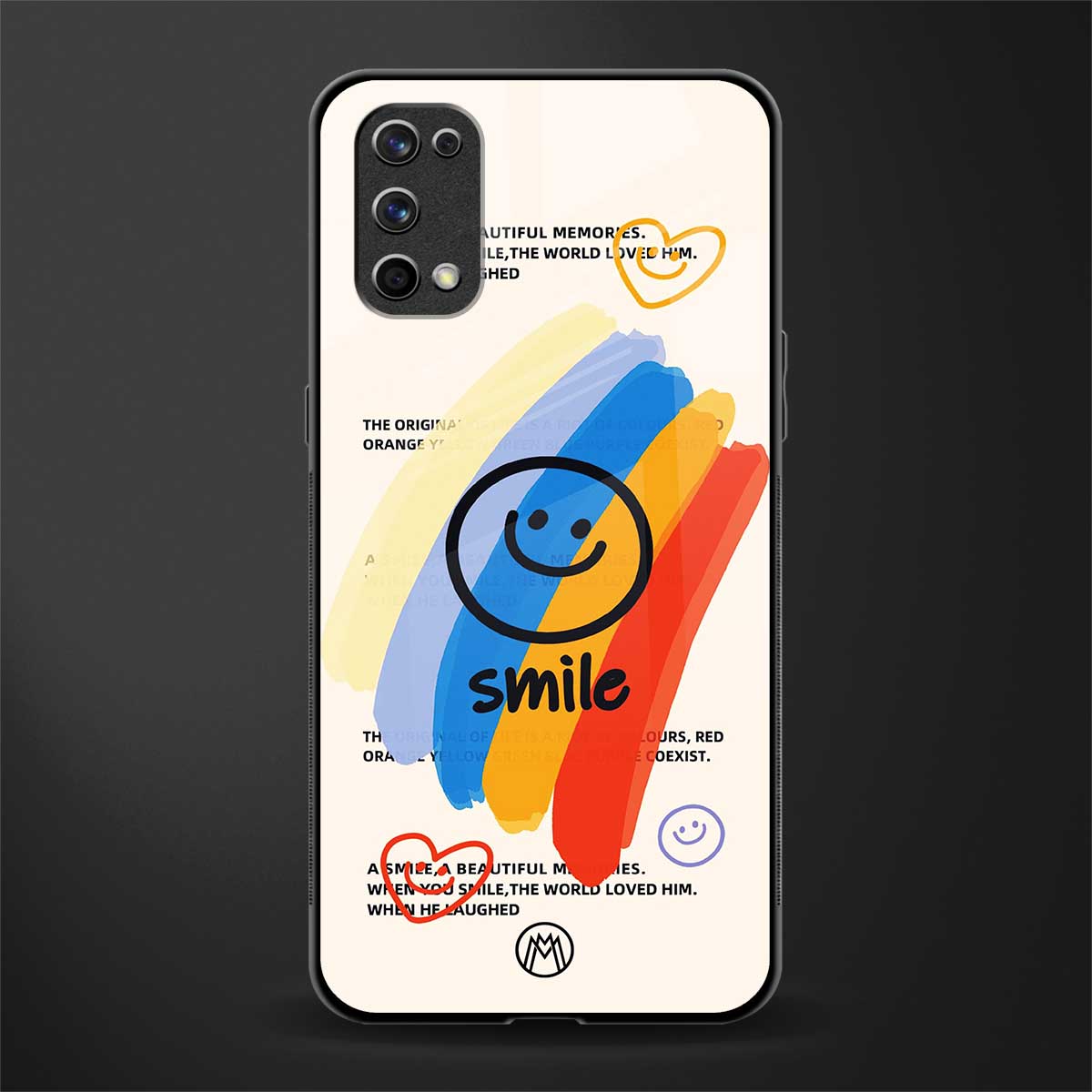 smile colourful glass case for realme 7 pro image