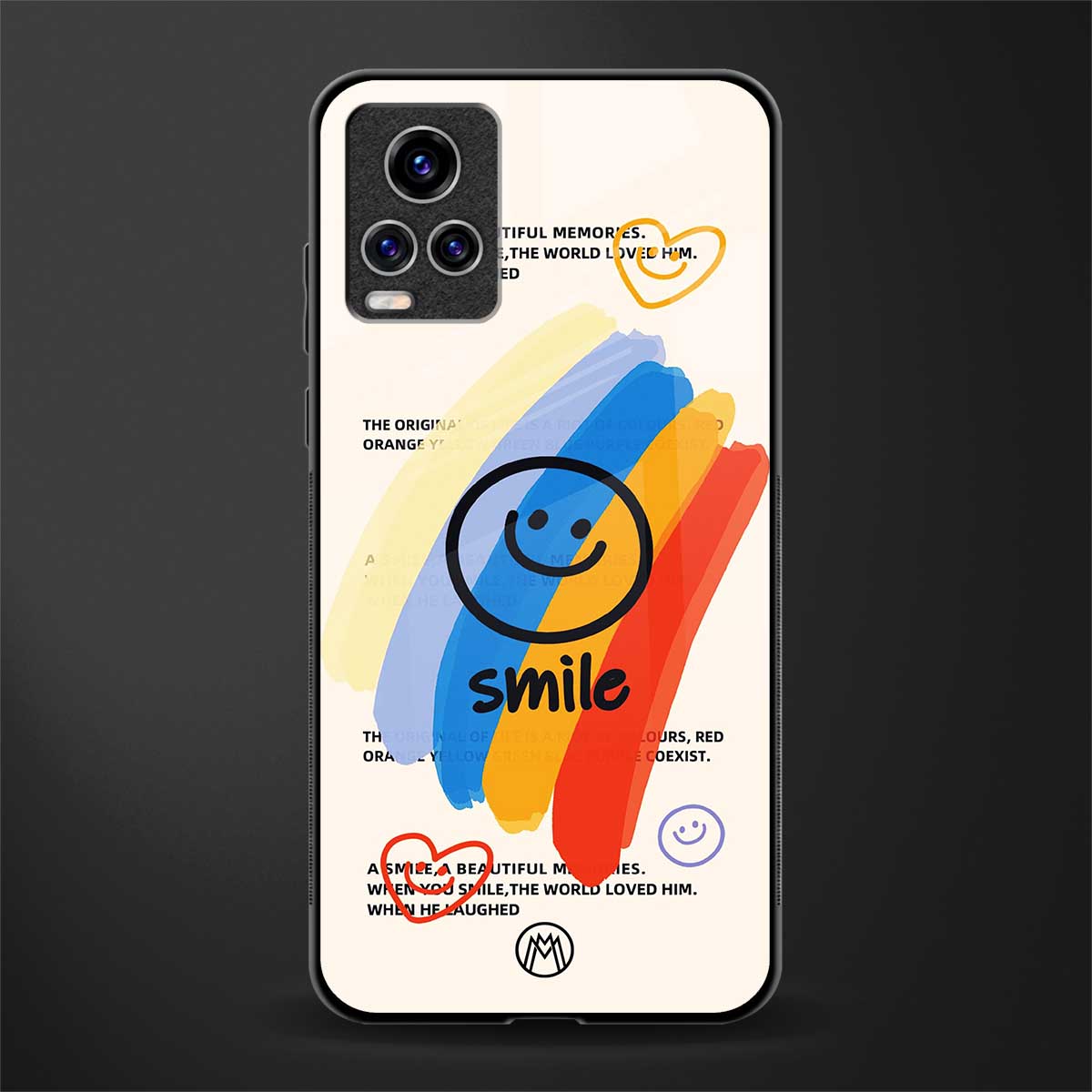 smile colourful glass case for vivo v20 pro image