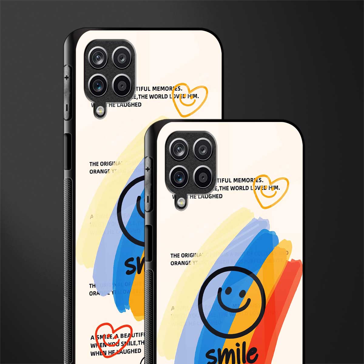smile colourful glass case for samsung galaxy f12 image-2