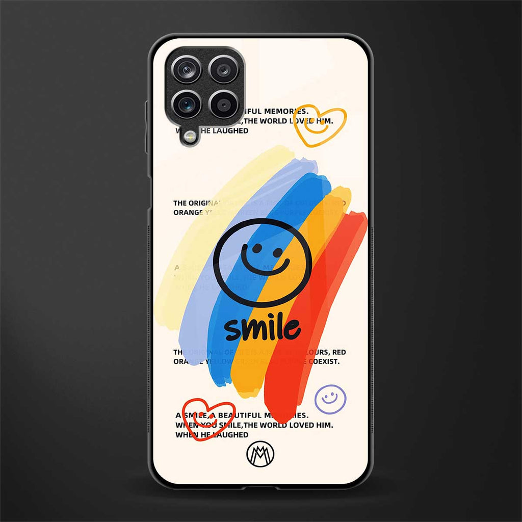 smile colourful glass case for samsung galaxy a12 image