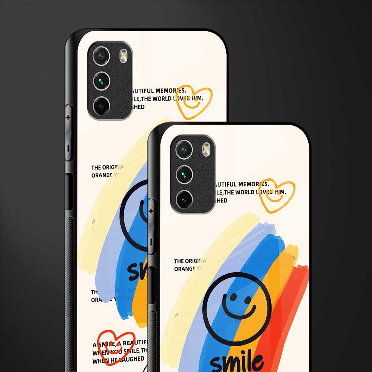 smile colourful glass case for poco m3 image-2