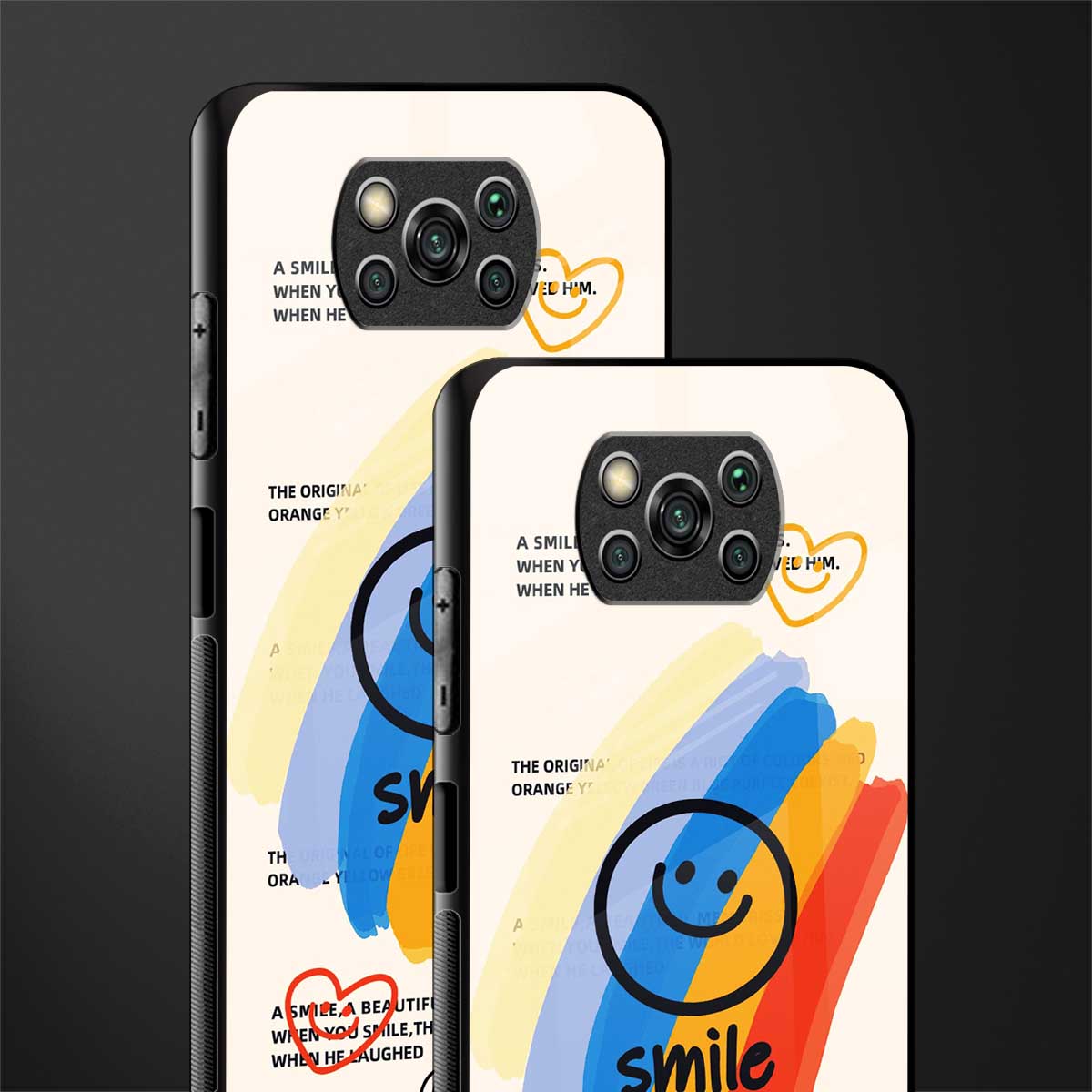 smile colourful glass case for poco x3 pro image-2