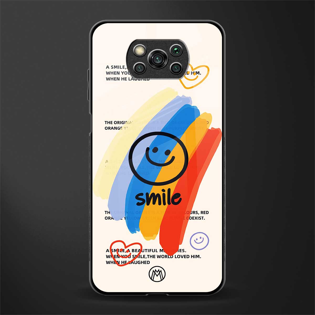 smile colourful glass case for poco x3 pro image