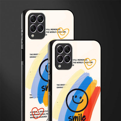 smile colourful glass case for samsung galaxy f62 image-2