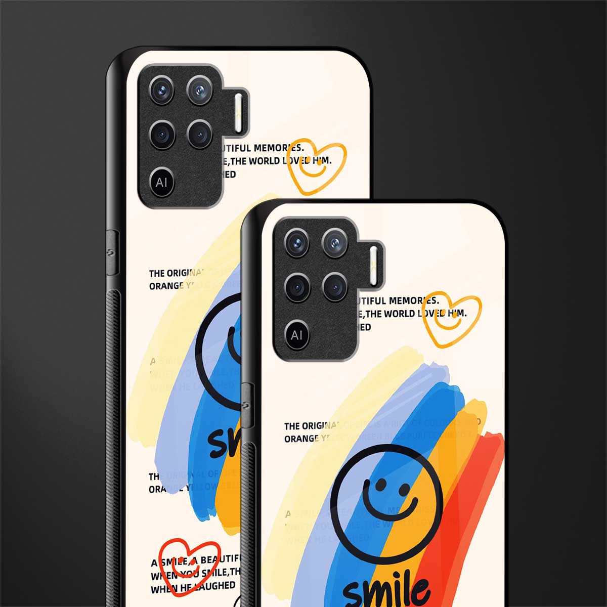 smile colourful glass case for oppo f19 pro image-2