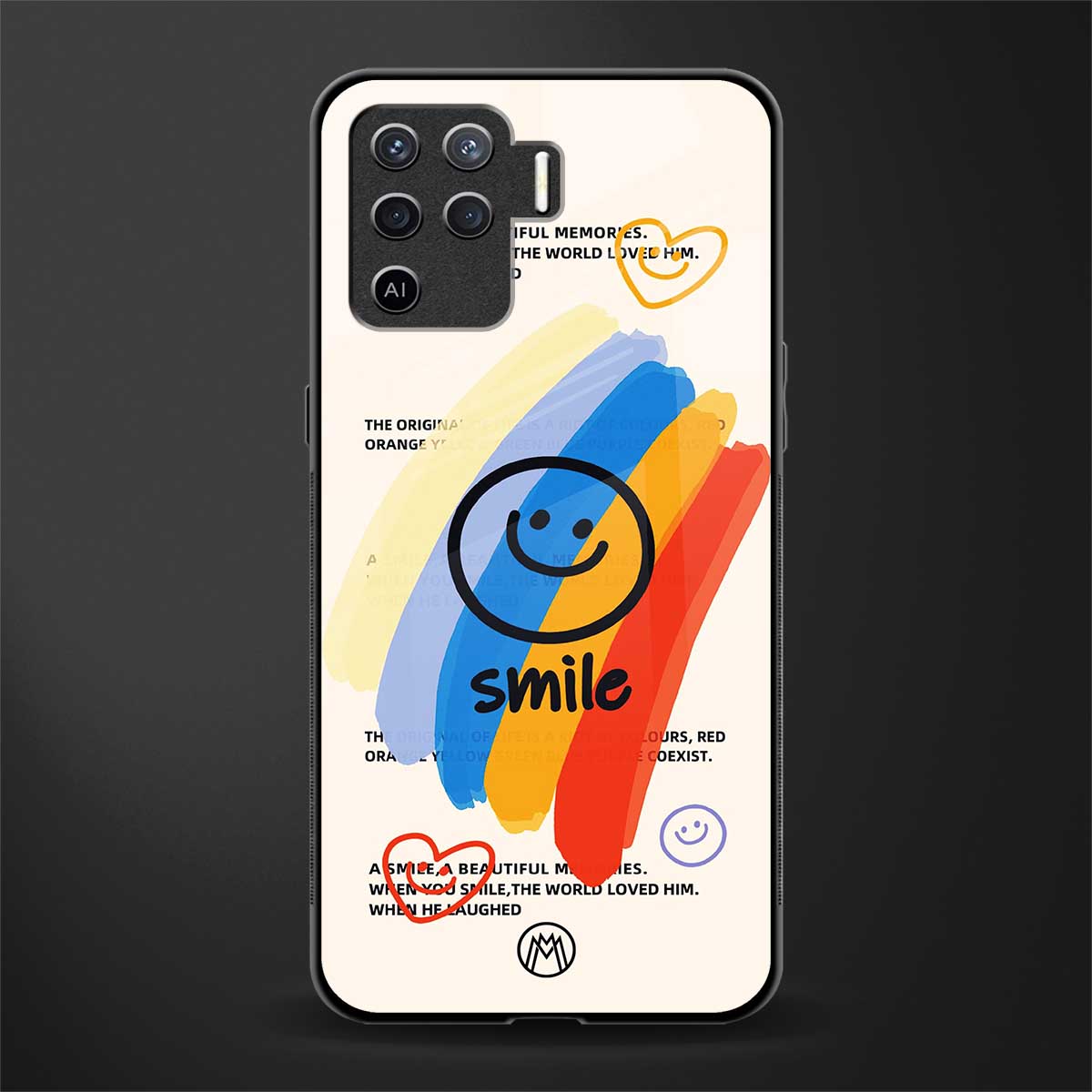 smile colourful glass case for oppo f19 pro image