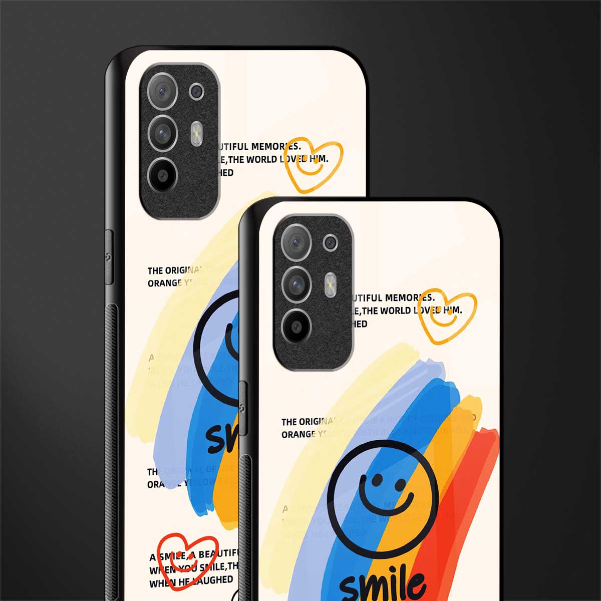 smile colourful glass case for oppo f19 pro plus image-2