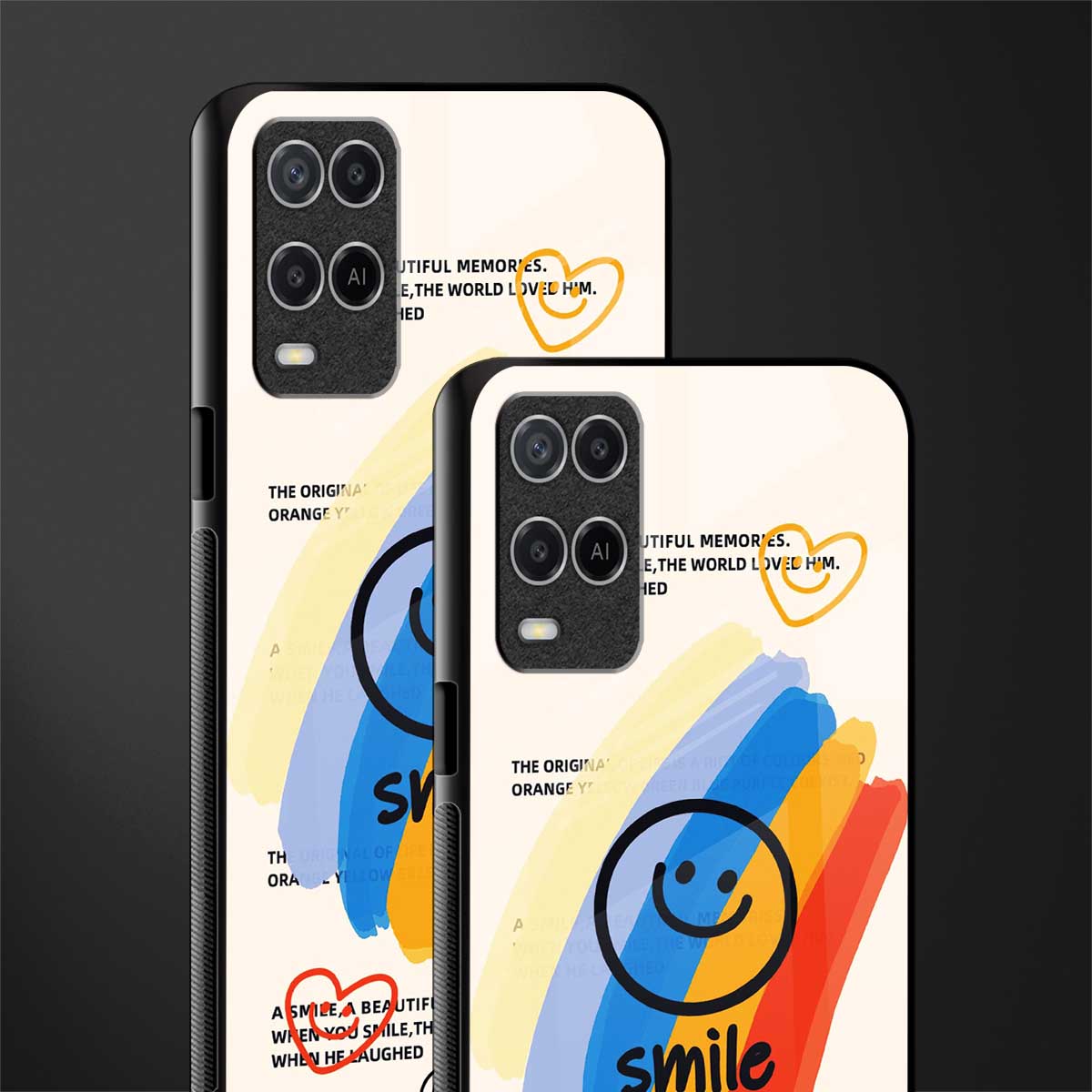 smile colourful glass case for oppo a54 image-2