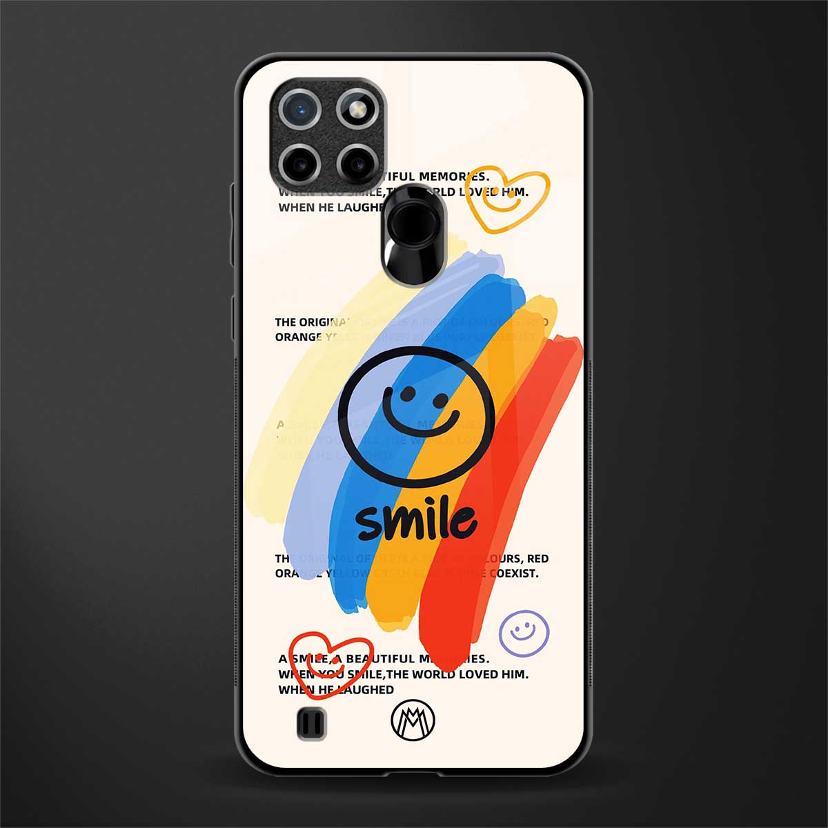 smile colourful glass case for realme c21 image