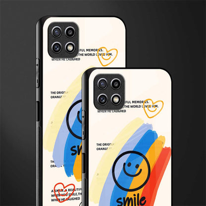 smile colourful glass case for samsung galaxy a22 5g image-2