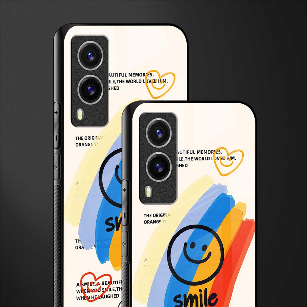 smile colourful glass case for vivo v21e 5g image-2