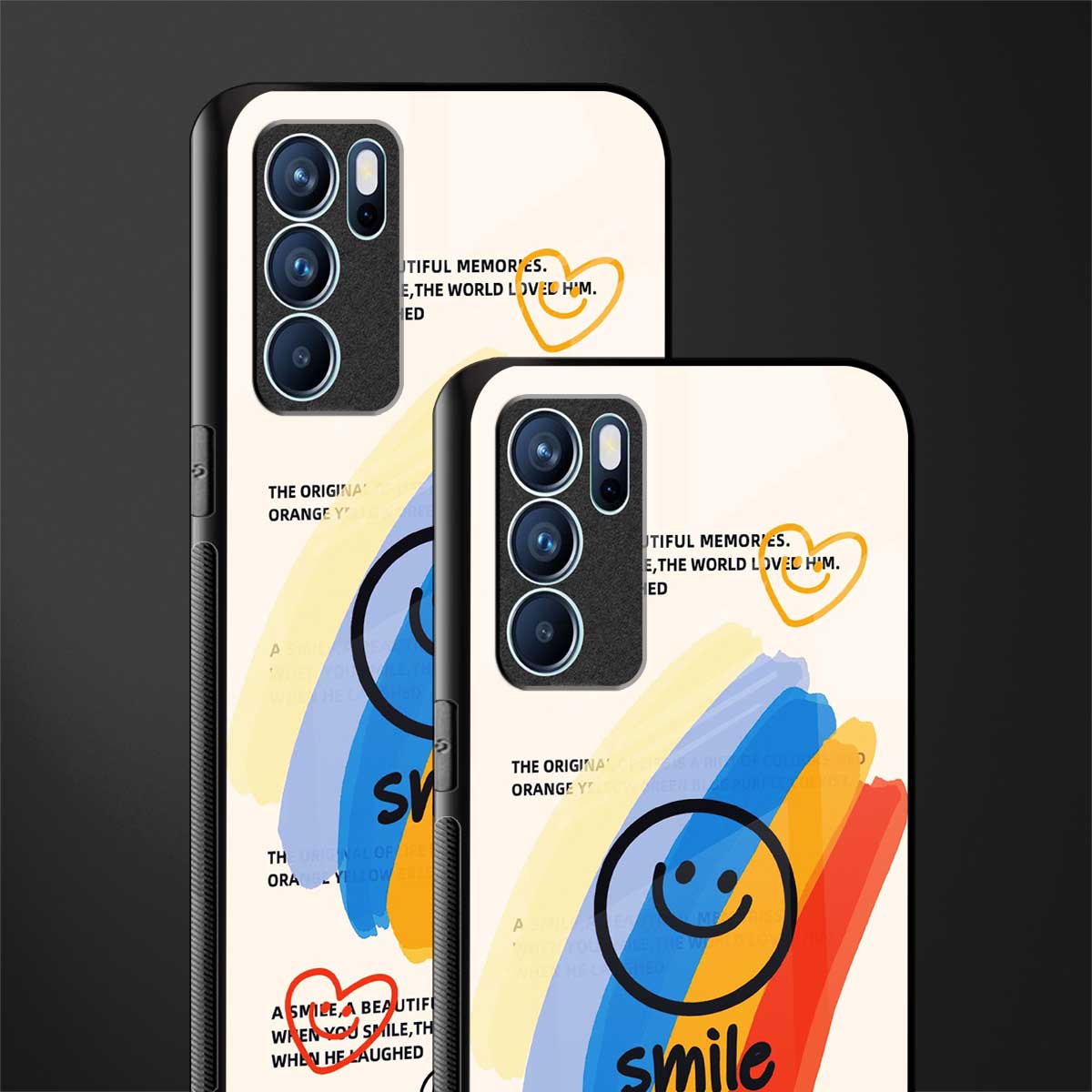 smile colourful glass case for oppo reno6 5g image-2