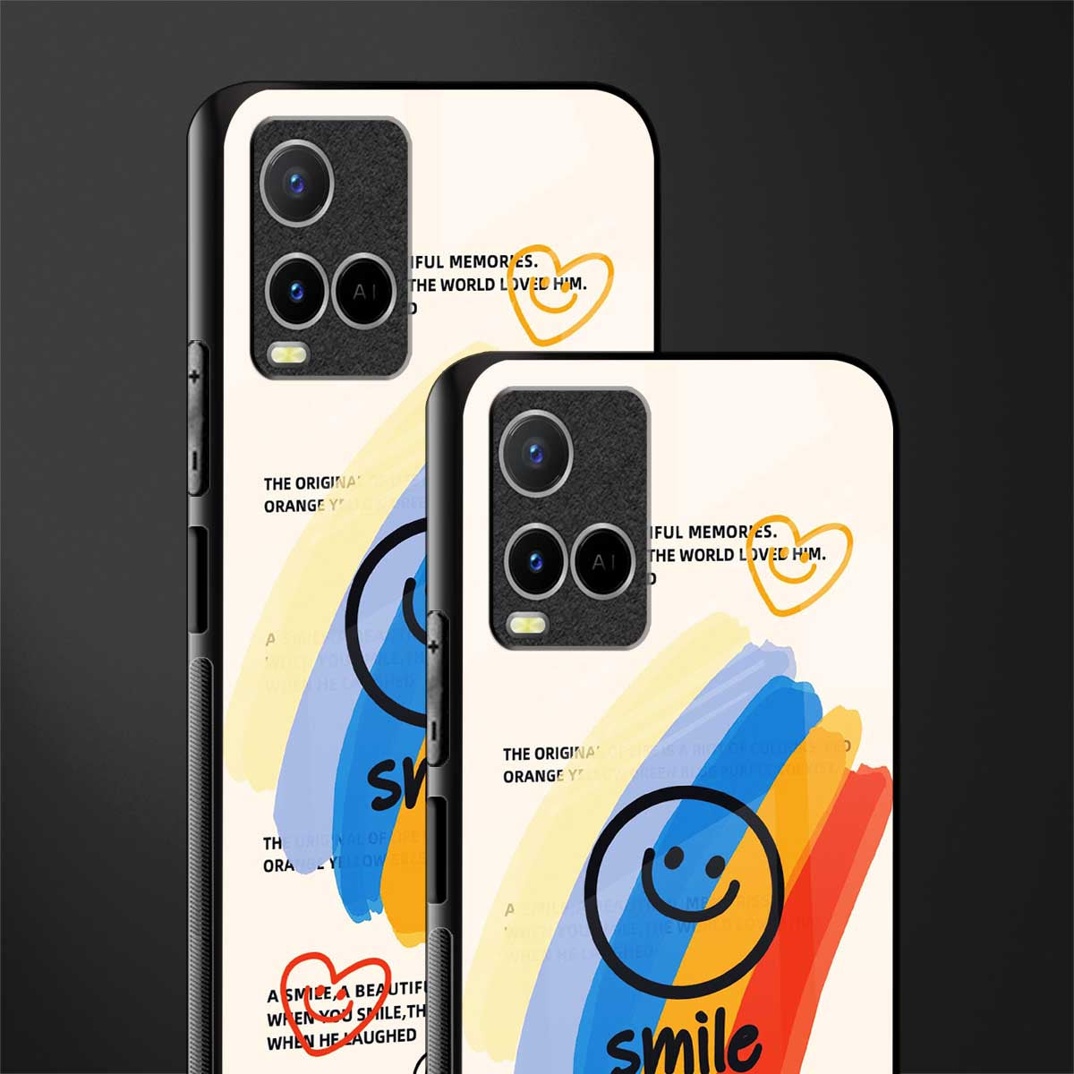 smile colourful glass case for vivo y21a image-2