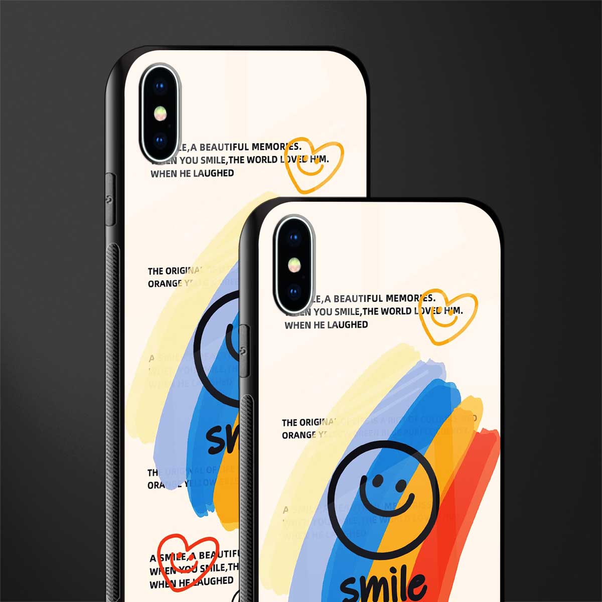 smile colourful glass case for iphone xs max image-2