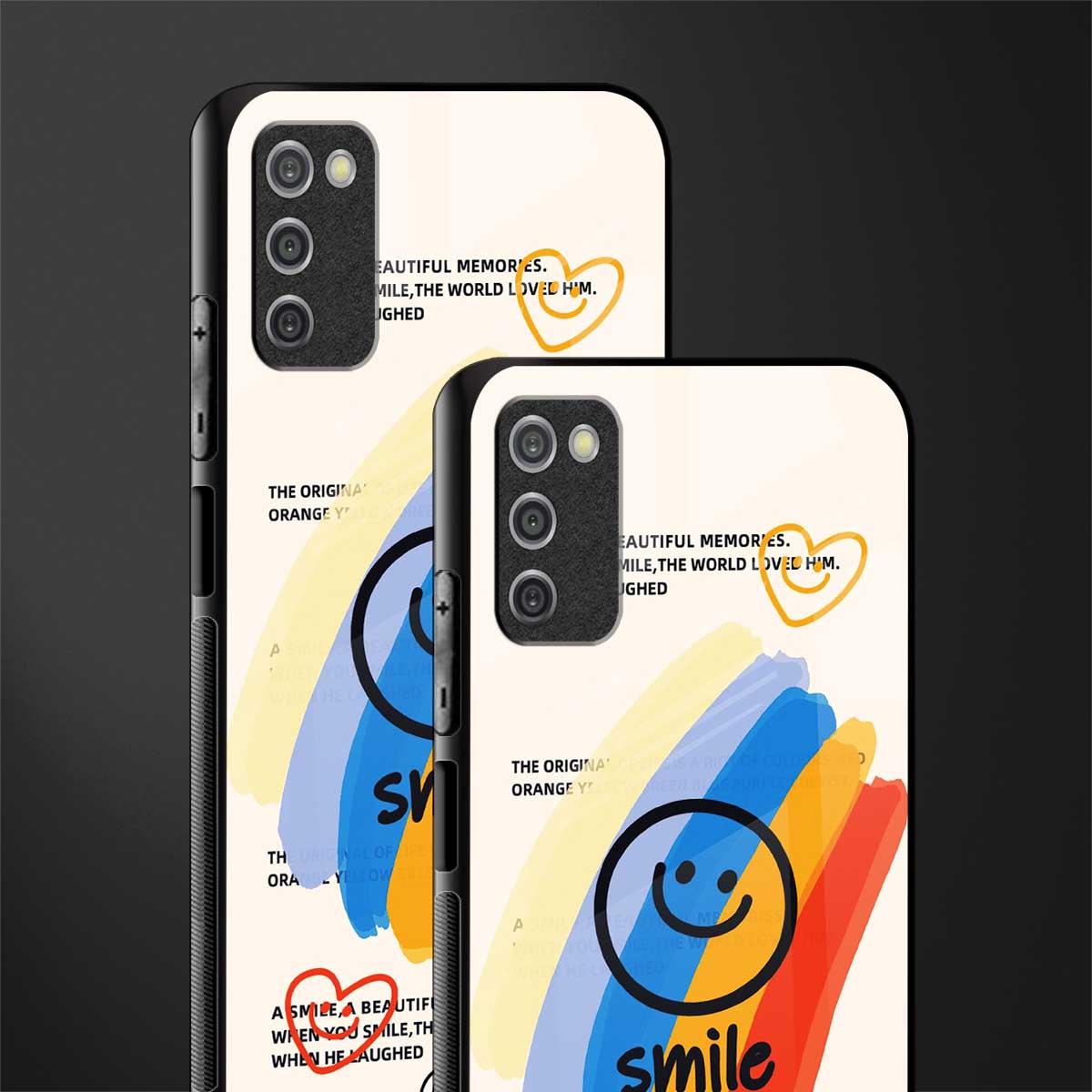 smile colourful glass case for samsung galaxy a03s image-2