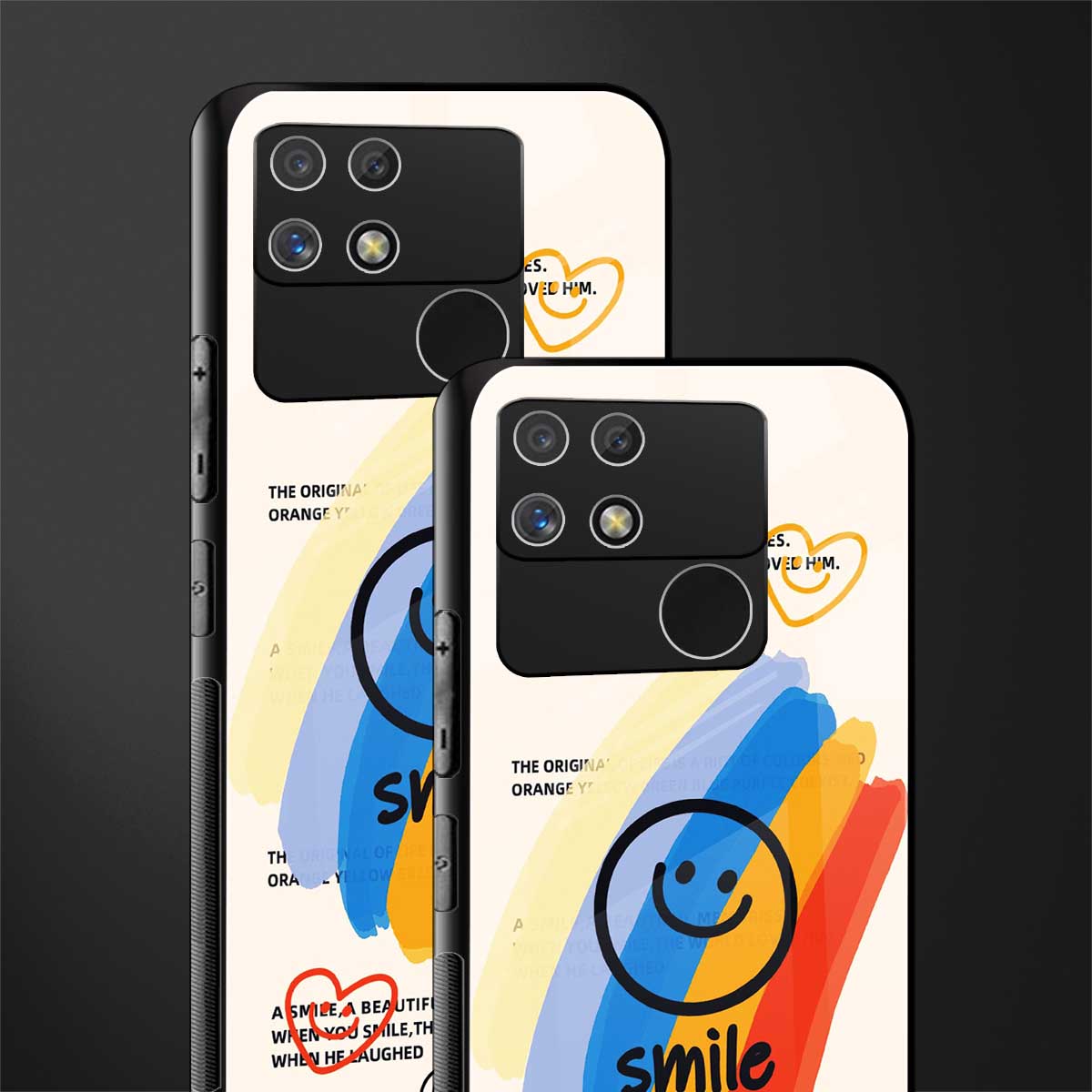 smile colourful back phone cover | glass case for realme narzo 50a