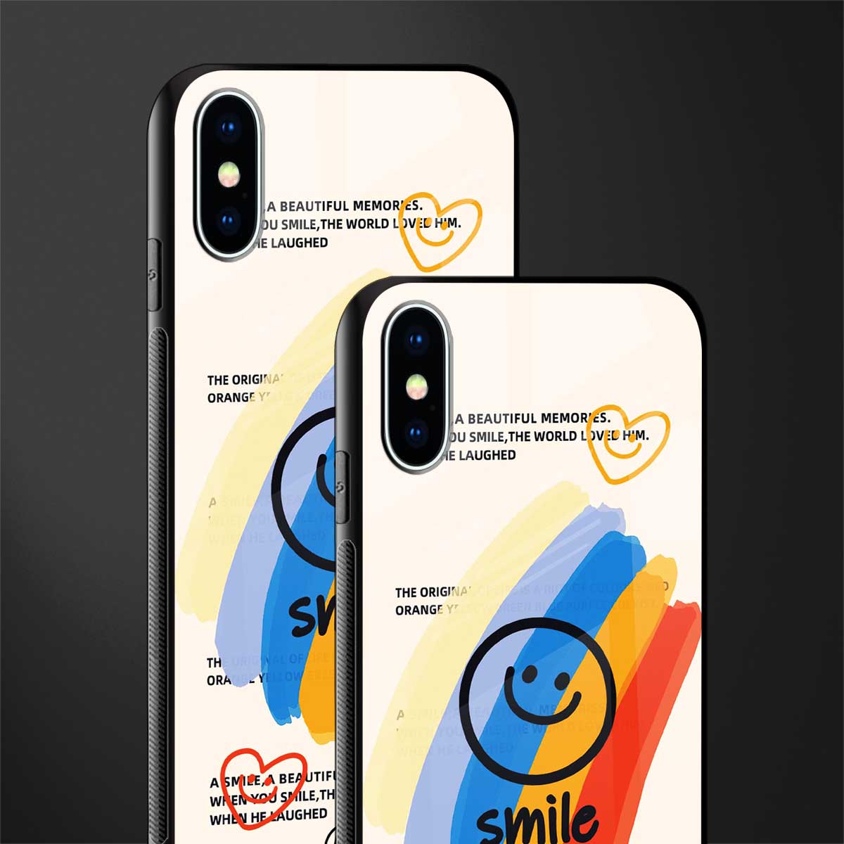 smile colourful glass case for iphone xs image-2