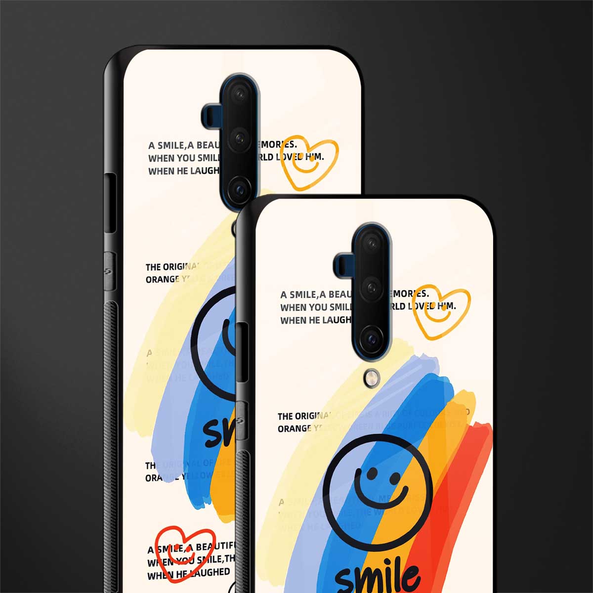 smile colourful glass case for oneplus 7t pro image-2