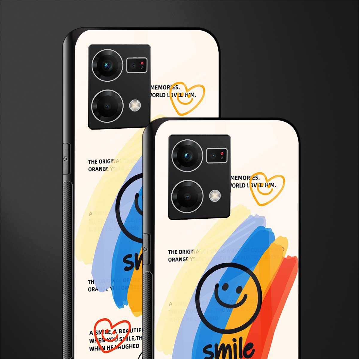 smile colourful back phone cover | glass case for oppo f21 pro 4g