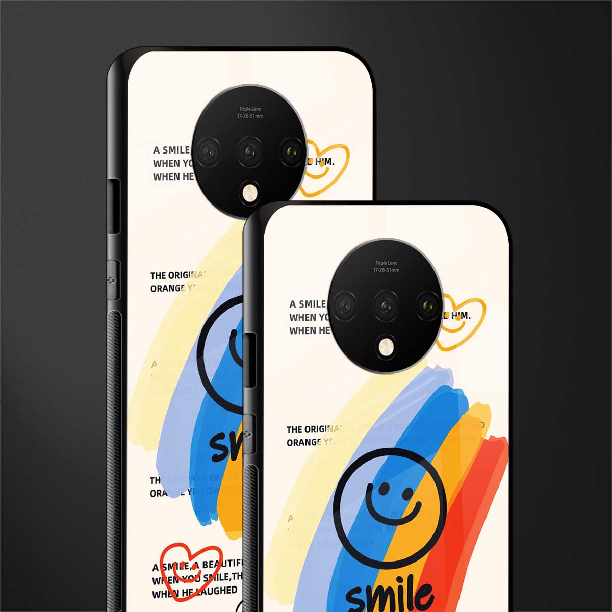 smile colourful glass case for oneplus 7t image-2