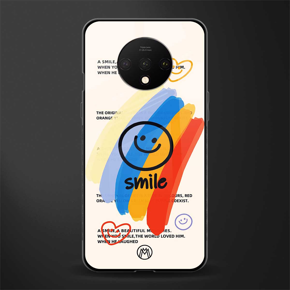 smile colourful glass case for oneplus 7t image