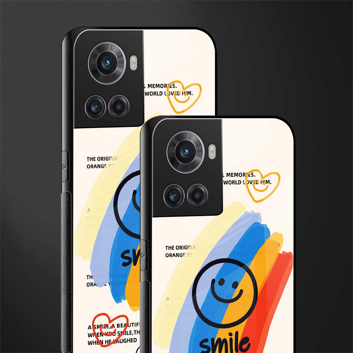 smile colourful back phone cover | glass case for oneplus 10r 5g