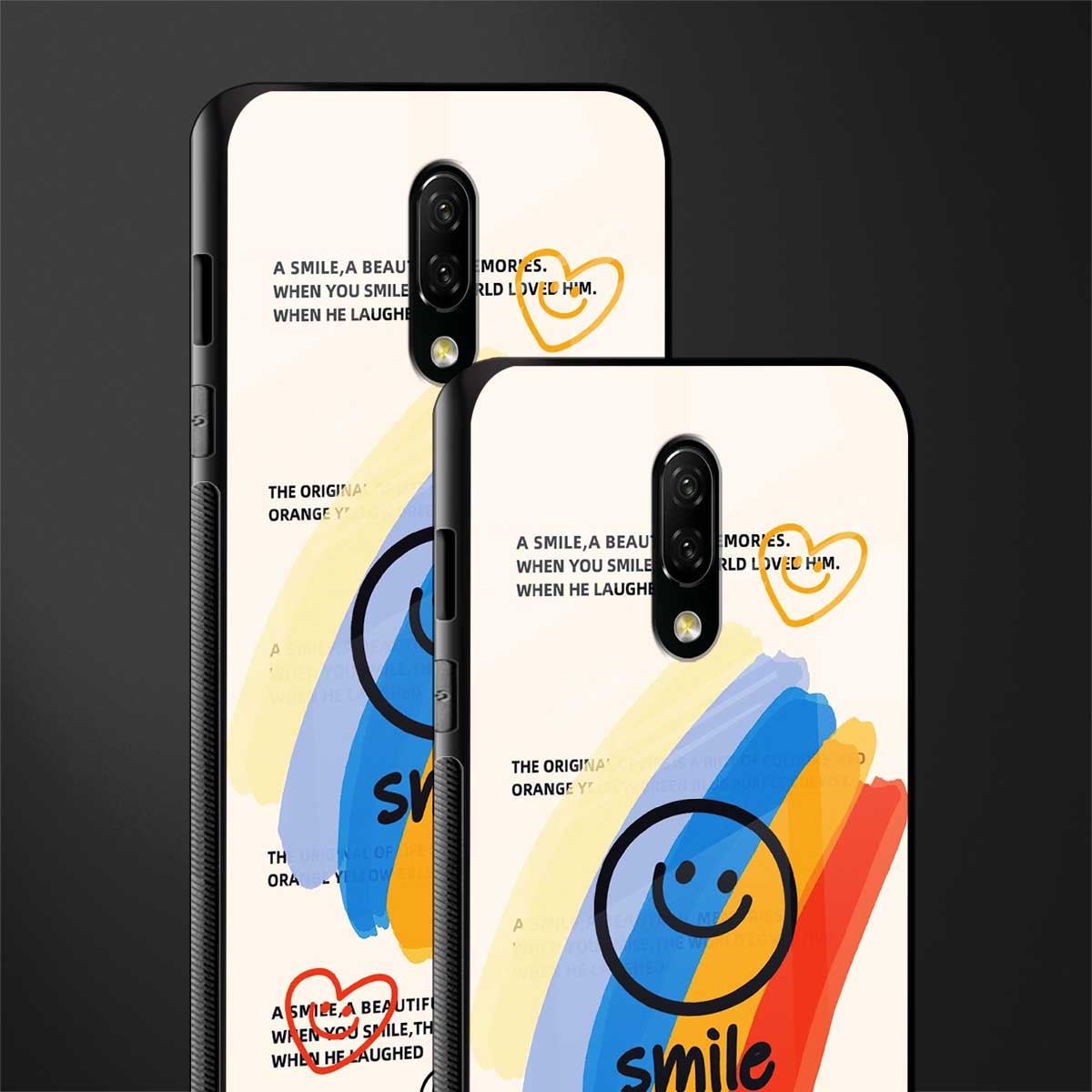 smile colourful glass case for oneplus 7 image-2