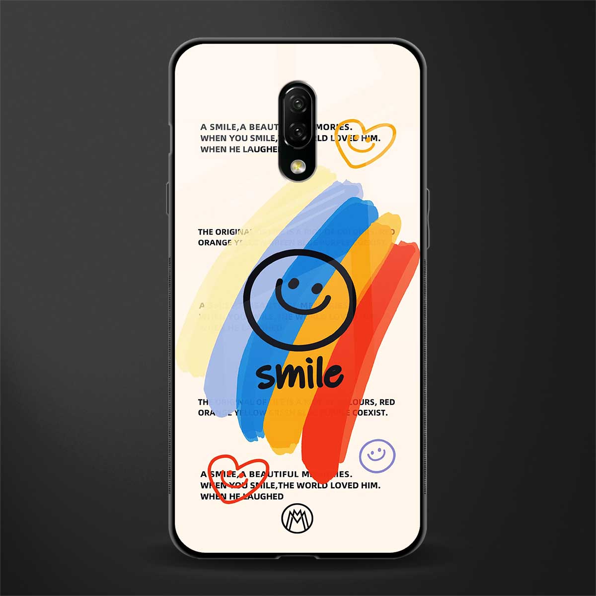 smile colourful glass case for oneplus 7 image