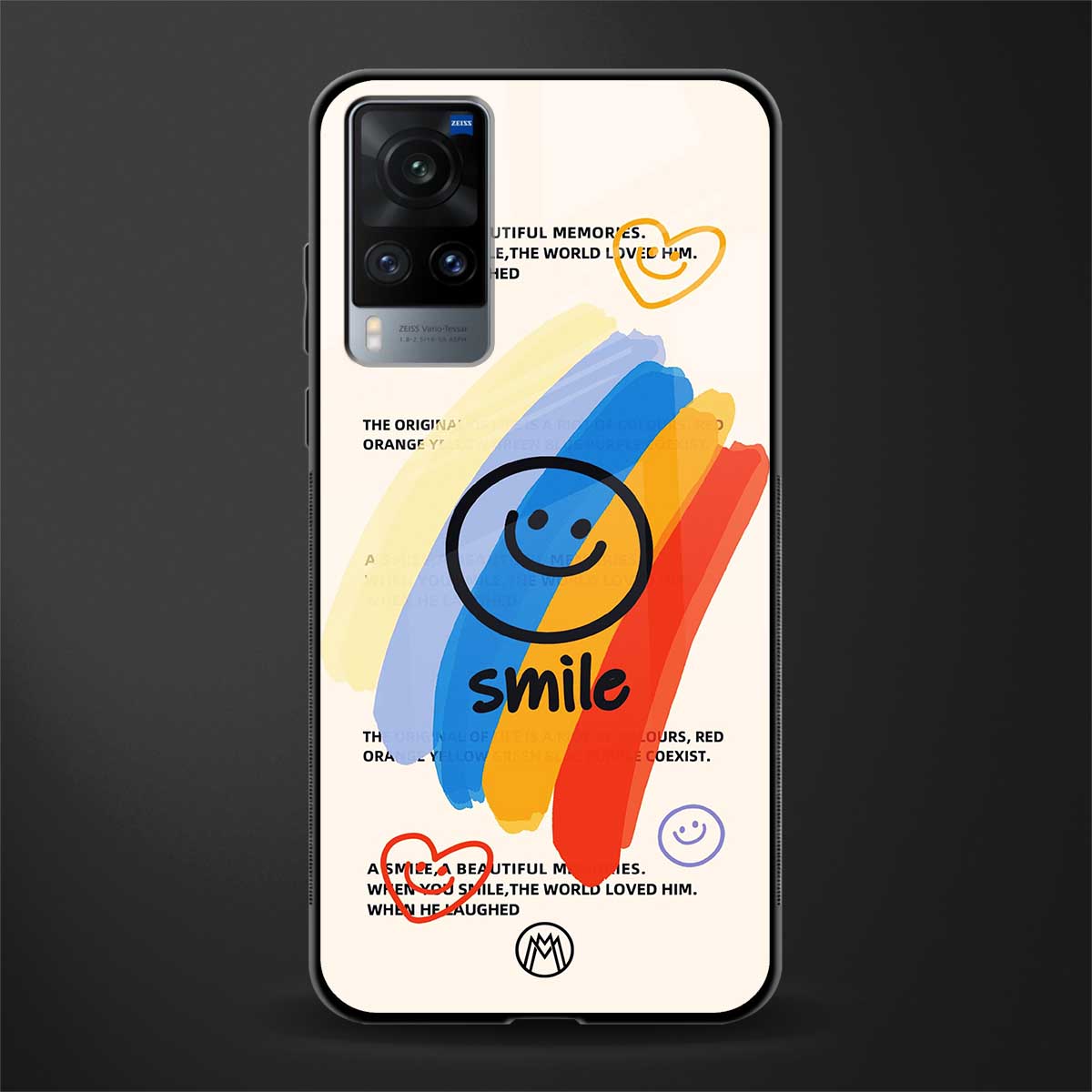 smile colourful glass case for vivo x60 image