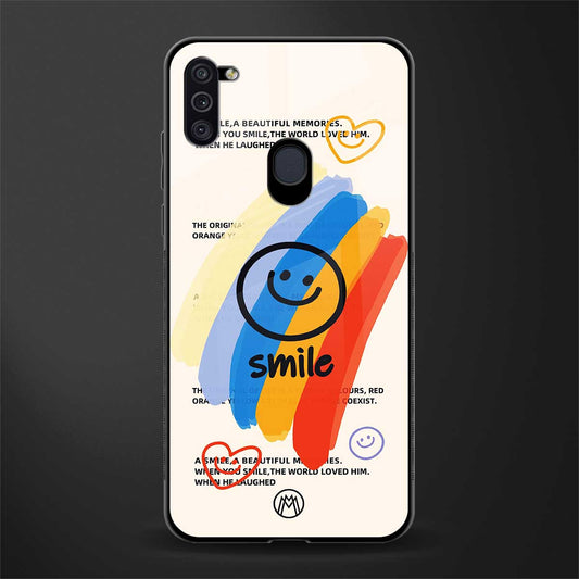 smile colourful glass case for samsung a11 image