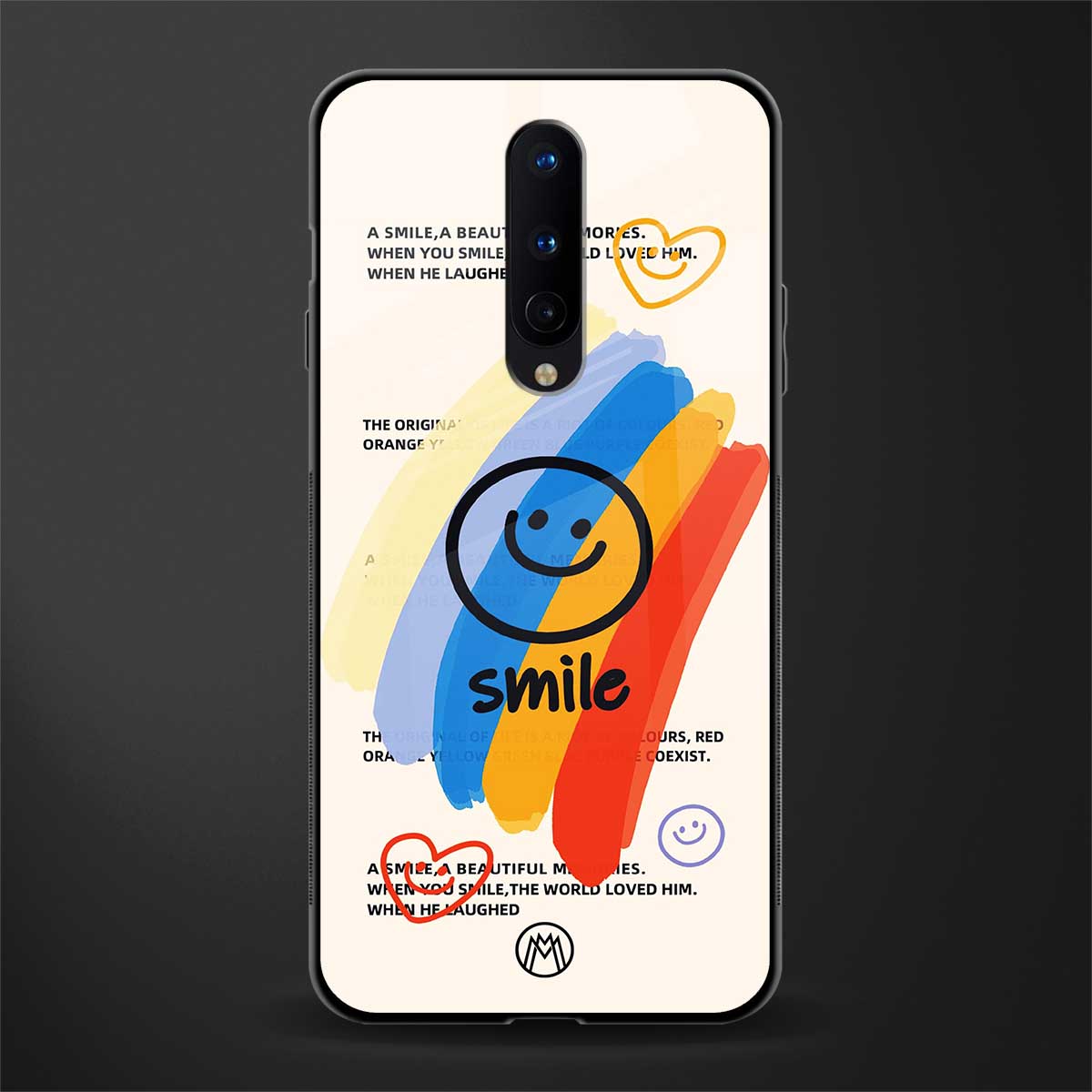 smile colourful glass case for oneplus 8 image