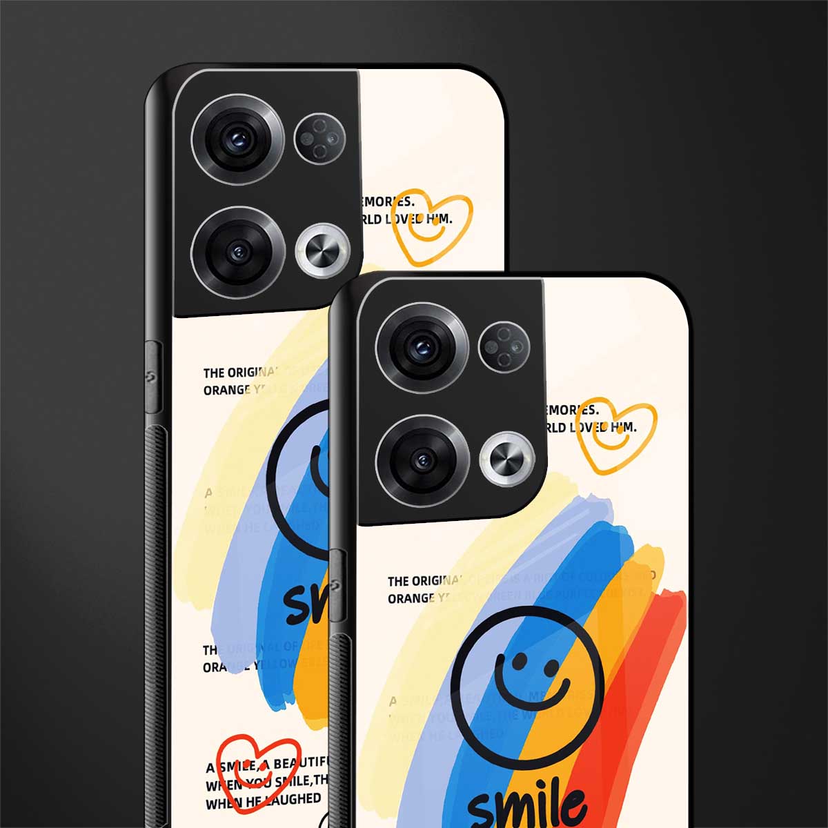 smile colourful back phone cover | glass case for oppo reno 8