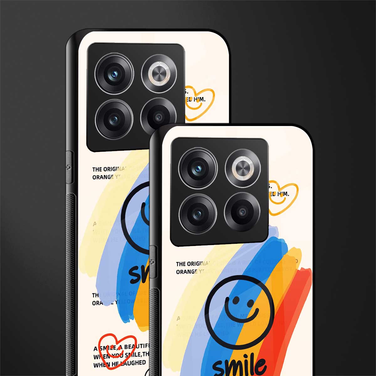 smile colourful back phone cover | glass case for oneplus 10t