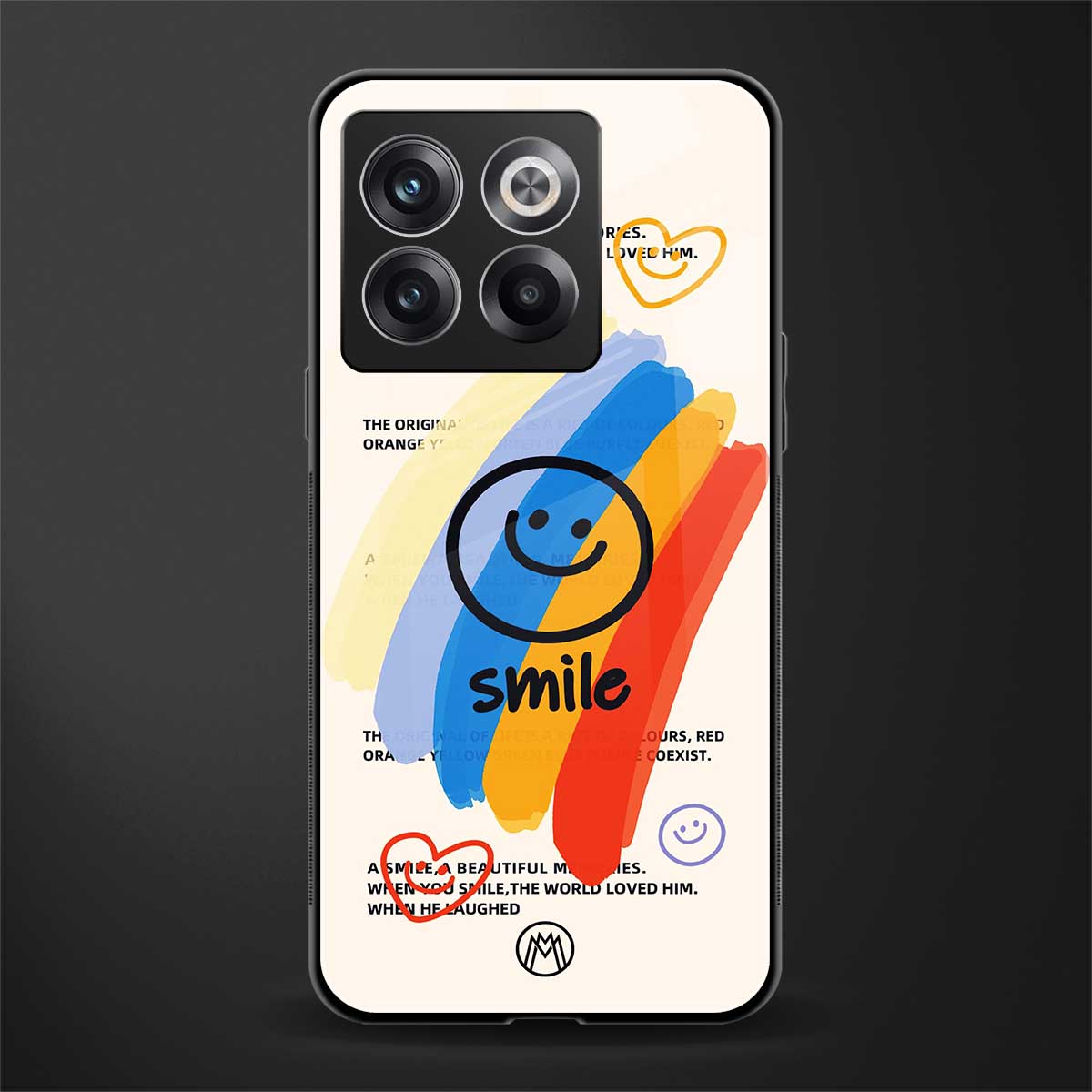 smile colourful back phone cover | glass case for oneplus 10t