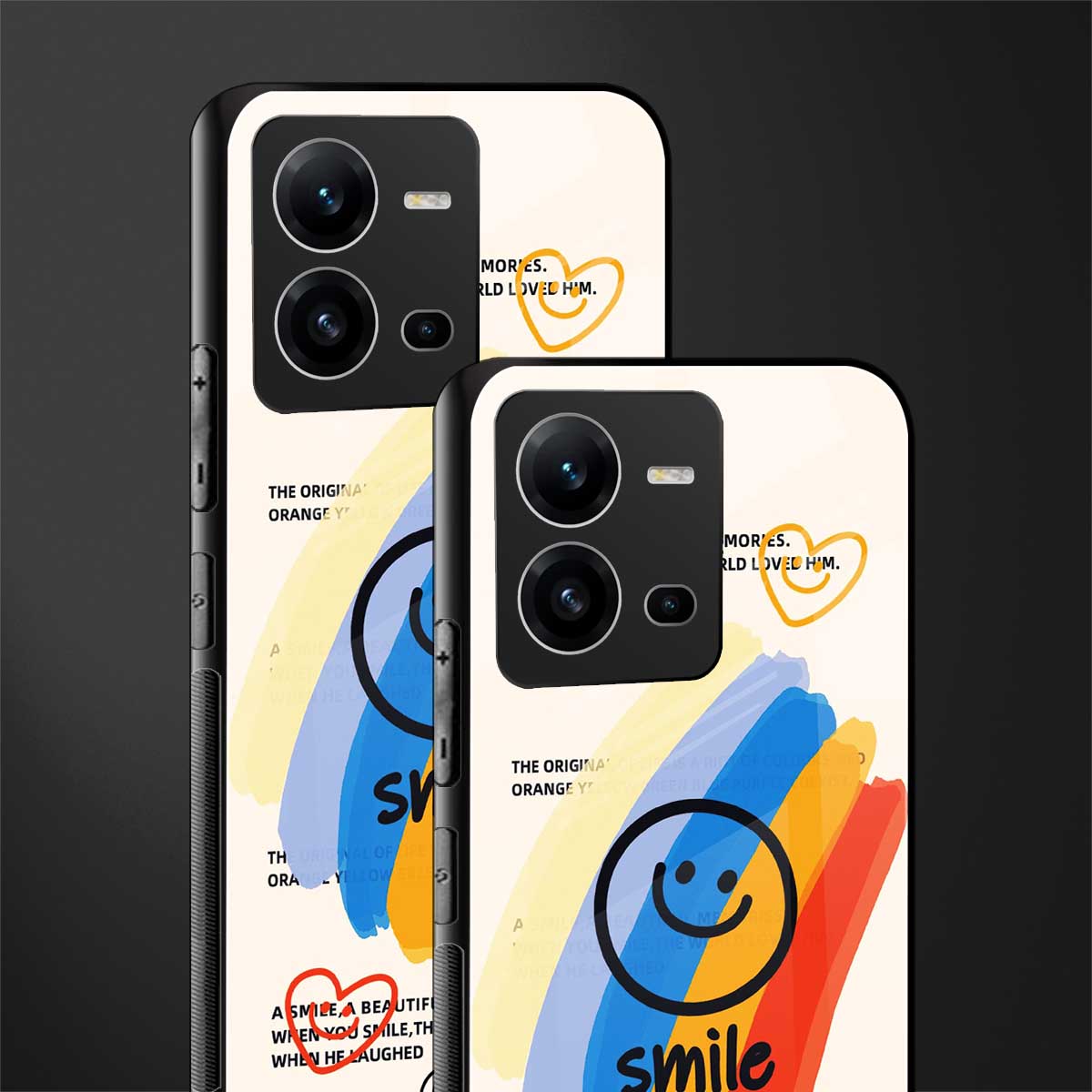smile colourful back phone cover | glass case for vivo v25-5g