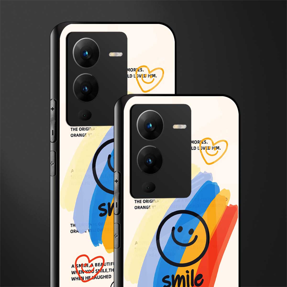 smile colourful back phone cover | glass case for vivo v25 pro 5g