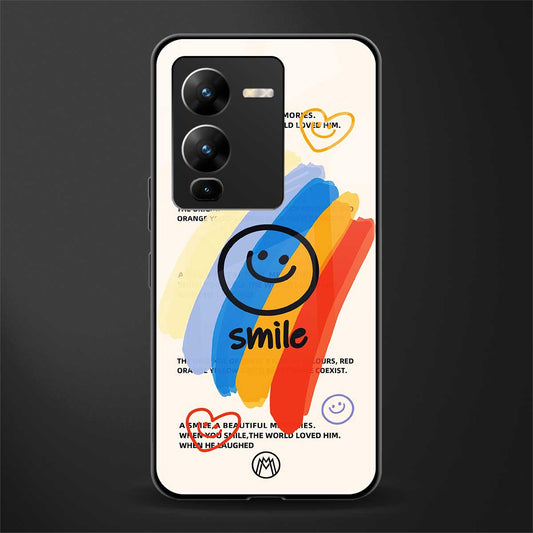 smile colourful back phone cover | glass case for vivo v25 pro 5g