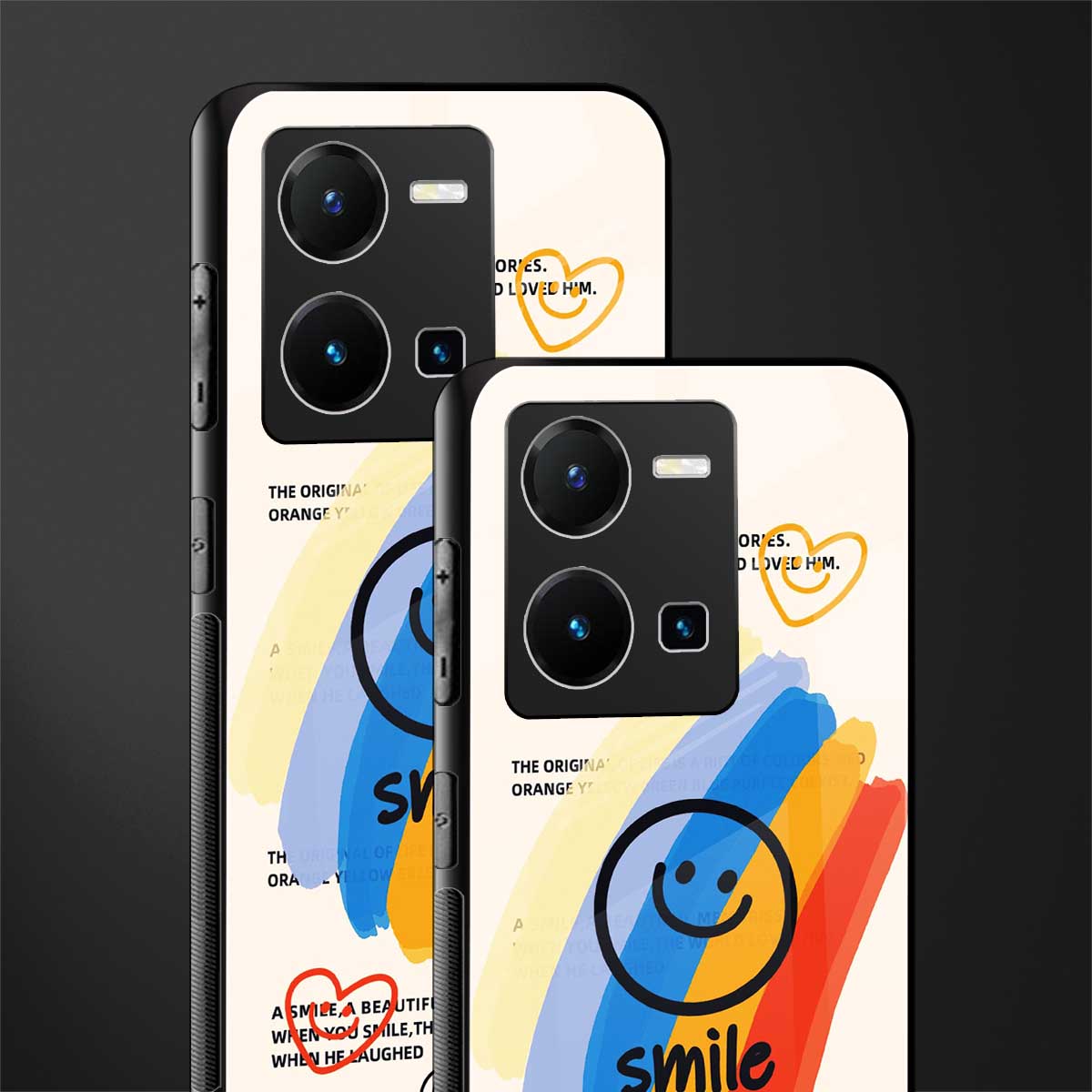 smile colourful back phone cover | glass case for vivo y35 4g