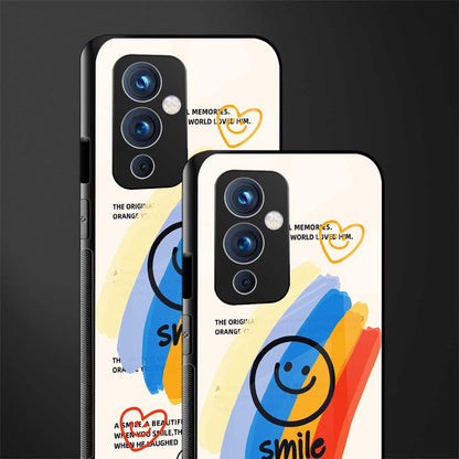 smile colourful back phone cover | glass case for oneplus 9