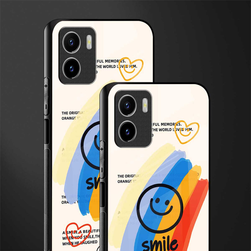 smile colourful back phone cover | glass case for vivo y72