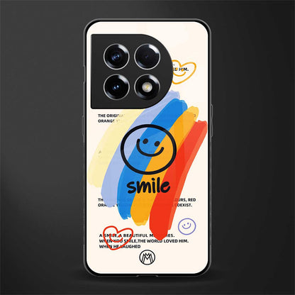smile colourful back phone cover | glass case for oneplus 11
