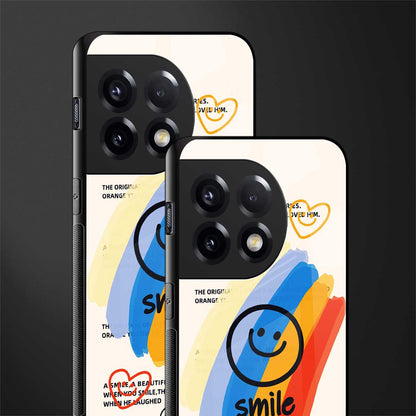 smile colourful back phone cover | glass case for oneplus 11r