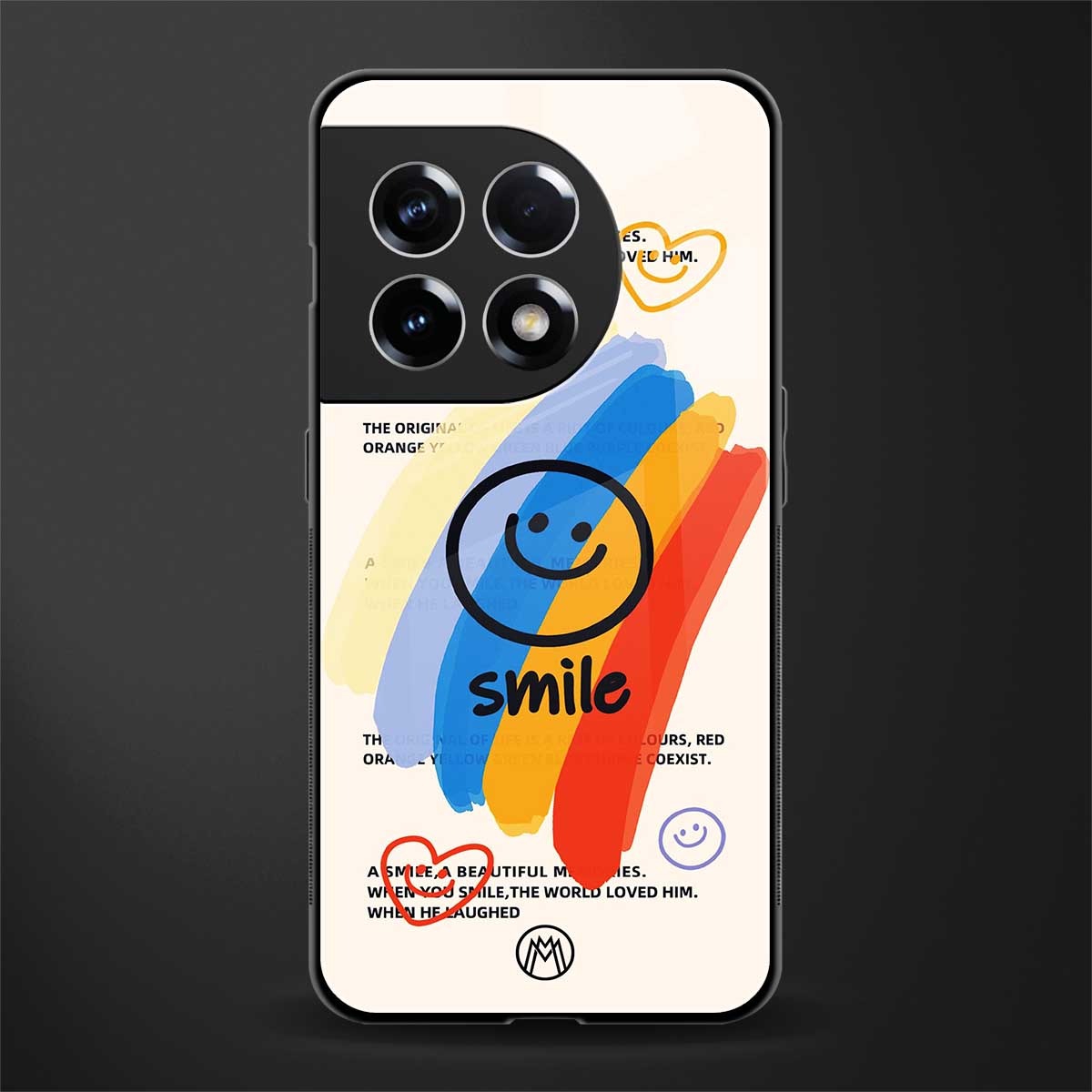 smile colourful back phone cover | glass case for oneplus 11r