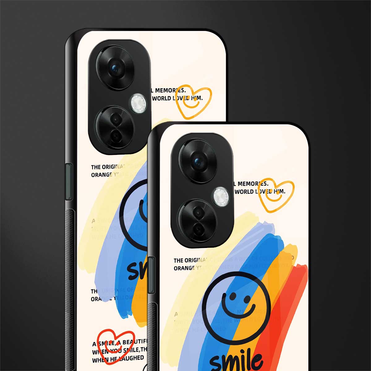 smile colourful back phone cover | glass case for oneplus nord ce 3 lite