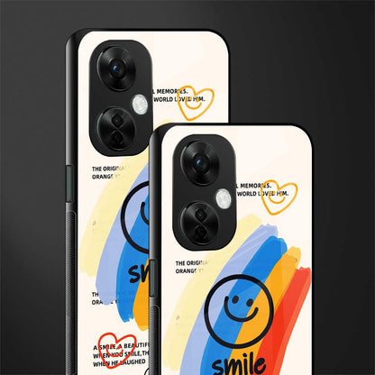 smile colourful back phone cover | glass case for oneplus nord ce 3 lite