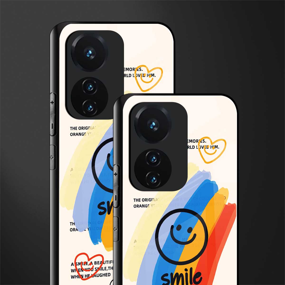 smile colourful back phone cover | glass case for vivo t1 44w 4g